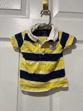 Carter's Striped Polo Shirt Yellow Blue Size 6 Months